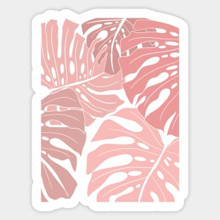 Shades Of Pink Abstract  Monstera Leaves Sticker
